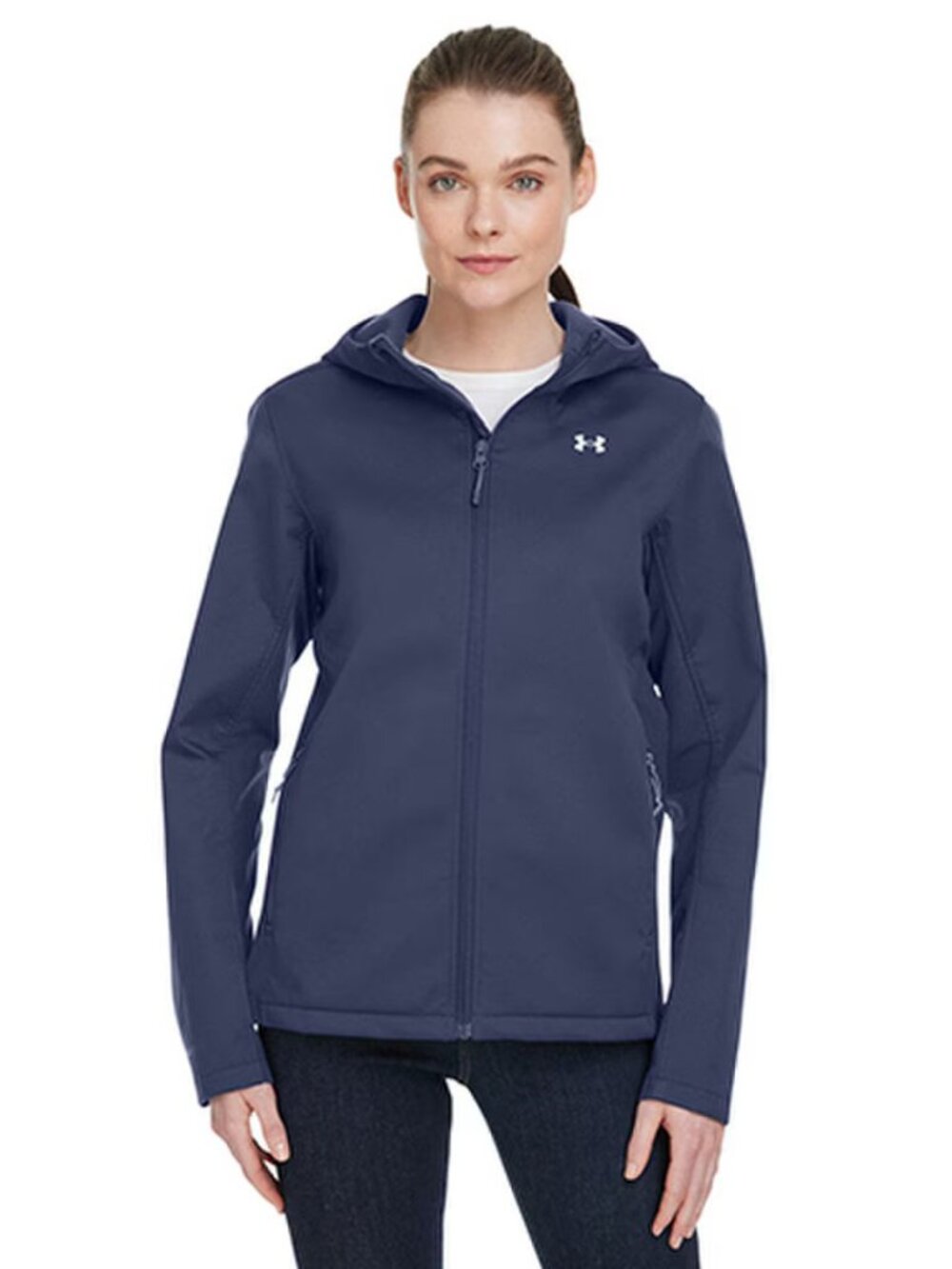 Under Armour Navy ColdGear Infrared Shield Hooded Training Jacket Women's Large